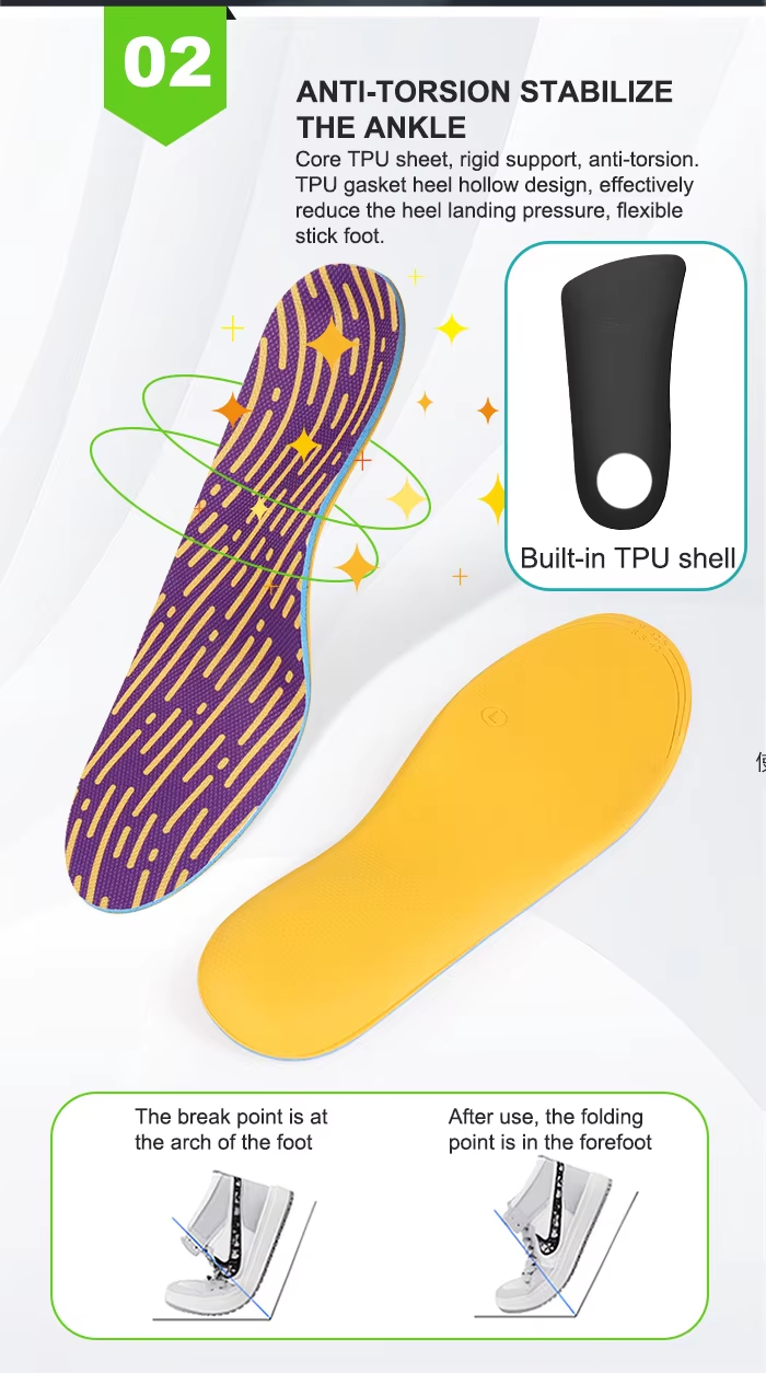 Breathable BK mesh arch inserts for flat feet - moisture-wicking EVA base with TPU stability